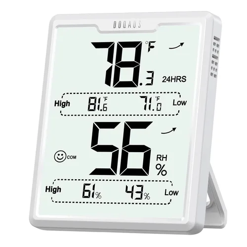 Vista 9 de DOQAUS Higrómetro Digital Mejorado Termómetro de Habitación Interior, Medidor de Humedad con Pantalla LCD Grande, Monitor de Temperatura y Humedad