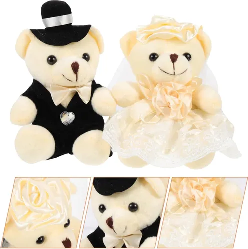 Vista 9 de 2 adornos de oso de boda, adorables osos de peluche para novia y novio, perfectos para decoración de bodas, día de San Valentín, oficina en casa