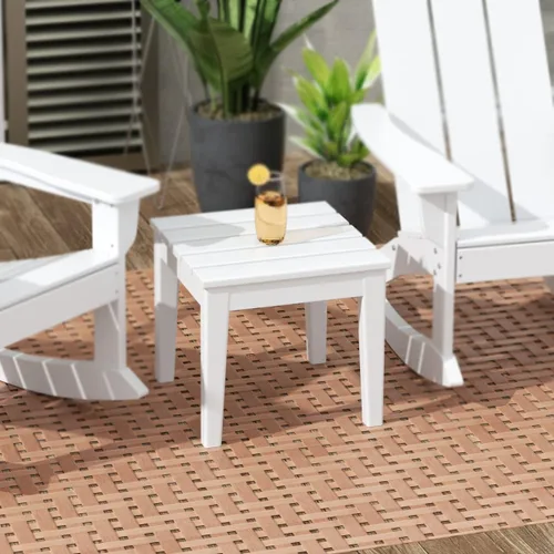 Vista 2 de WestinTrends Ashore - Mesa auxiliar Adirondack moderna para patio al aire libre, color blanco