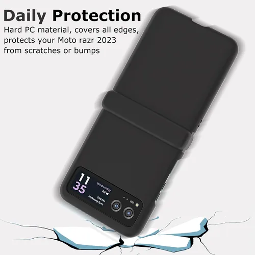 Vista 4 de Funda para Motorola Razr 2023 y protector de cámara trasera, funda delgada para teléfono con protector de bisagra, resistente a los arañazos, funda