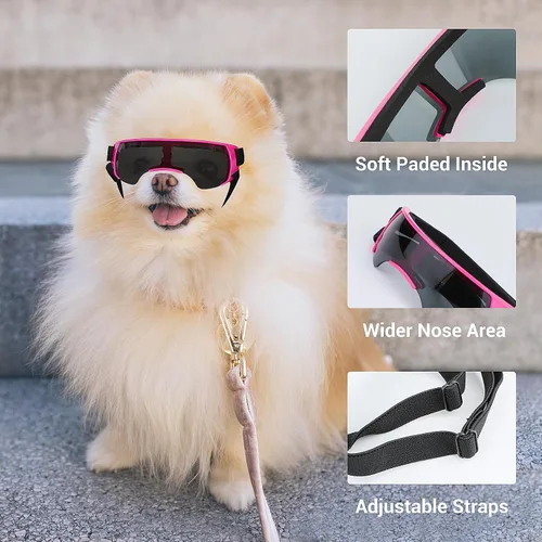 Vista 3 de Gafas de sol para perros de razas pequeñas, protección UV, resistente al viento, antivaho, al aire libre, ciclismo, playa, protección ocular