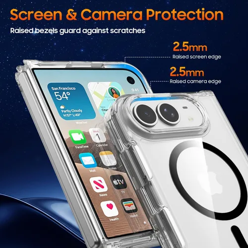 Vista 5 de MAKAVO Funda magnética para iPhone Duo, color negro transparente negro (Clear-Black)