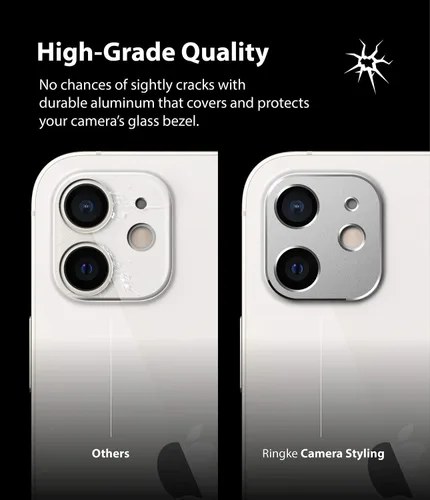 Vista 5 de Ringke Estilo de cámara compatible con iPhone 12 Mini protector de lente de cámara - Plata