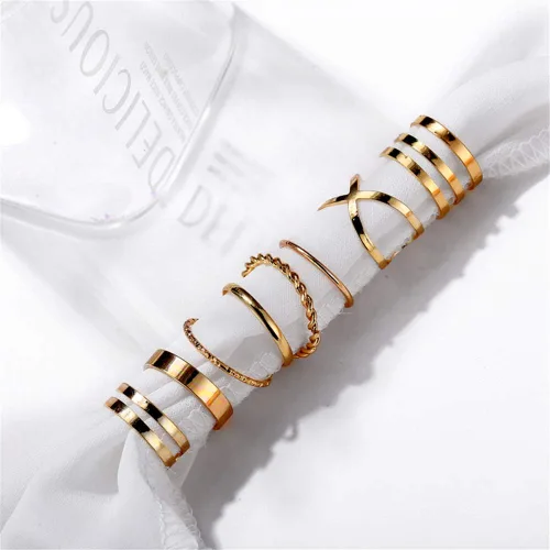 Vista 6 de FINETOO 8 PCS Simple Knuckle Midi Ring Set Vintage Plated GoldSilver for WomenGirl Finger Stackable Rings Set DIY Jewelry Gifts