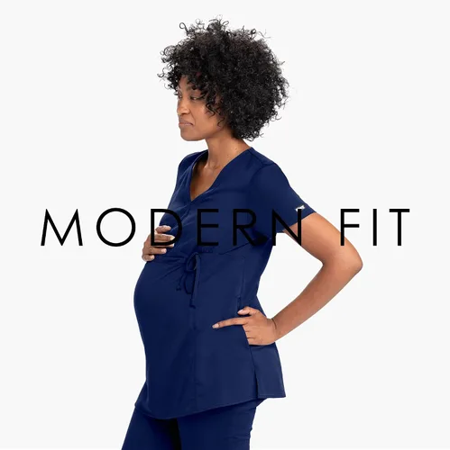 Vista 3 de BARCO Grey's Anatomy Scrubs - Lilah - Camiseta de maternidad para mujer, parte delantera cruzada, parte trasera ajustada para mujer