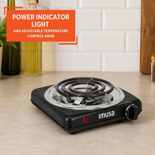 Vista 5 de IMUSA Mini Quemador Eléctrico Individual Portátil 1000W, Negro