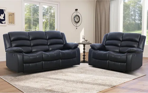 Vista 13 de EBELLO Juego de sofá reclinable manual, moderno juego de muebles reclinables de microfibra para sala de estar, incluye 2 sillas reclinables y 1 sofá