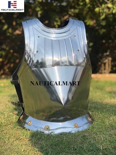 Vista 2 de Peto medieval guerrero pechuga acero personalizado acabado plata