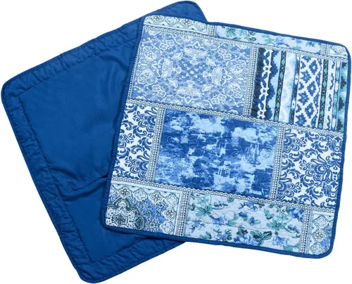 Vista 2 de NEWLAKE Fundas de almohada decorativas de algodón de estilo bohemio clásico azul (2 piezas, 18 x 18 pulgadas)