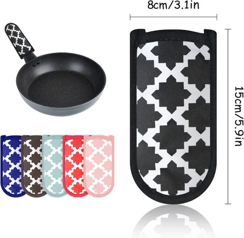 Vista 2 de 3 piezas de funda para mango de olla caliente para cocina, resistente al calor, soporte de manga de mango caliente, funda de hierro fundido, funda