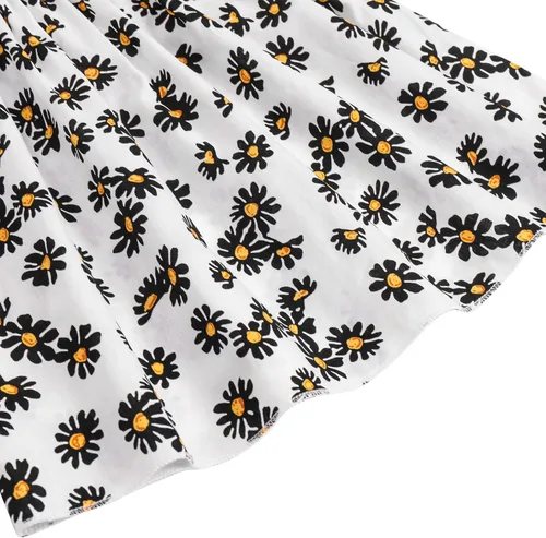 Vista 5 de Vestidos florales para bebés y niñas, sin mangas, con tirantes elásticos, para fiesta de flores, vestido de una pieza, falda de verano