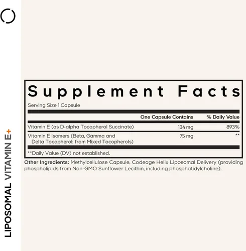 Vista 2 de Codeage Suplemento liposomal de vitamina E – Todos los tocoferoles de vitamina E – Suministro de 3 meses – alfa-tocoferoles, beta, gamma y delta