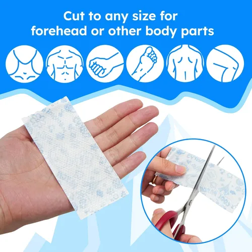 Vista 4 de LotFancy Parche de fiebre para niños, 22 hojas, reductor de fiebre, almohadillas de enfriamiento para bebés, parche fresco de gel para fiebre