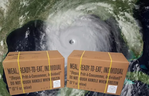 Vista 3 de MRE 2018, cajas de comida lista para comer MRE, conjunto de cajas A y B, 24 comidas con la fecha de inspección de 2018. Excedente de comida militar
