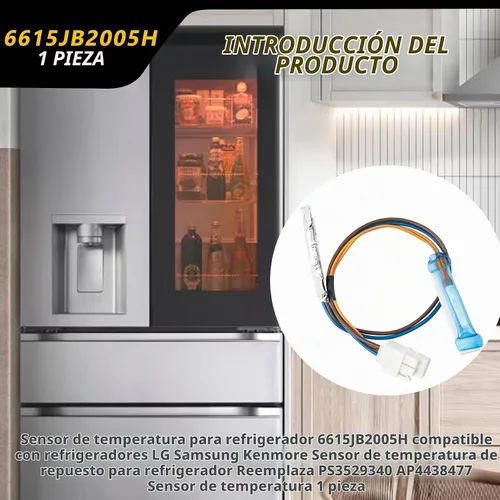 Vista 2 de Sensor de temperatura del refrigerador 6615JB2005H para LG, Samsung