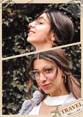 Vista 3 de FEISEDY Marco de gafas de ojo de gato, lentes transparentes, gafas para mujer B2440