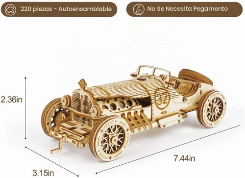 Vista 5 de ROKR Rompecabezas 3D de madera para adultos - Kits de modelo de coche mecánico - Rompecabezas para ejercitar la mente - Kits de construcción