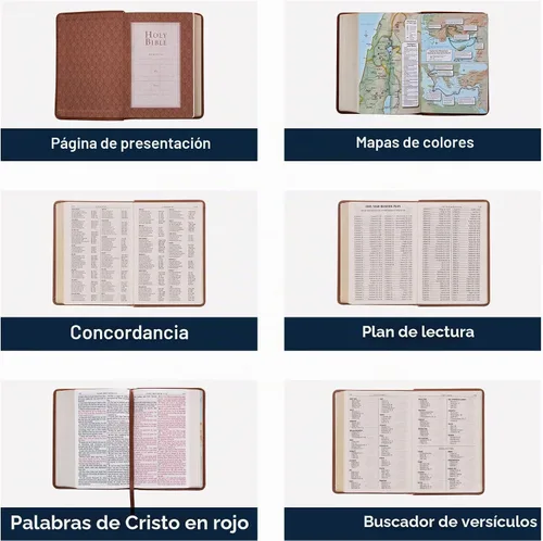 Vista 9 de Biblia impresa grande personalizada KJV para adultos, nombre grabado Marrón