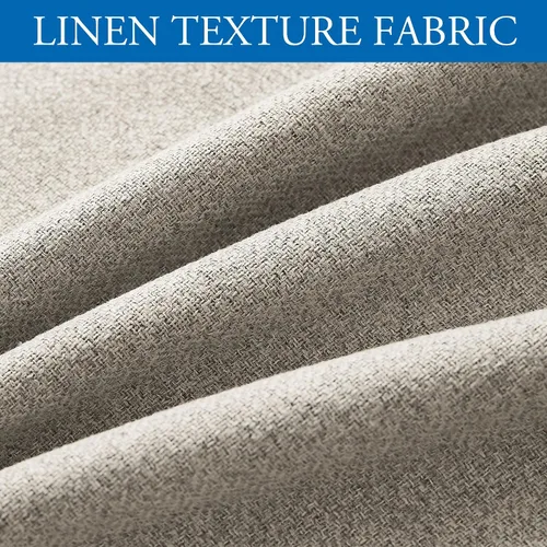 Vista 5 de Beauoop Cortinas de lino 100% opacas de 96 pulgadas de largo, 2 paneles para dormitorio, sala de estar, gris pardo con parte trasera blanca