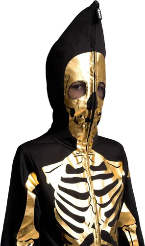 Vista 3 de Tipsy Elves Disfraz de esqueleto de Halloween, overol unisex de esqueleto para niños y jóvenes
