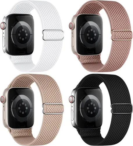 Vista 33 de 4 Pack Stretchy Solo Loop Compatible with Apple Watch Bands Women Men