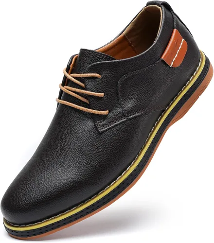 Vista 6 de GSOHINO Zapatos casuales para hombre, con cordones, clásicos, de cuero Oxford, para negocios, formales, cómodos, de moda, suaves, para caminar