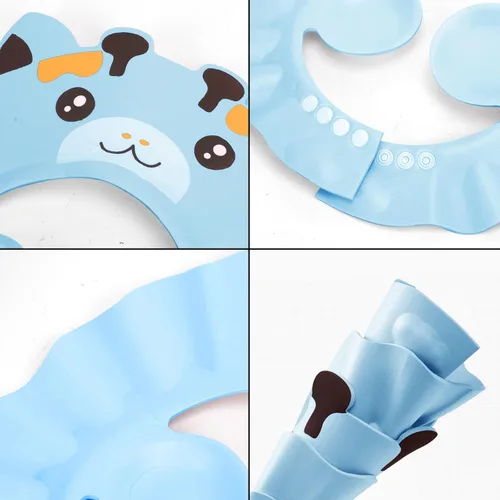 Vista 6 de Gorro de ducha para bebé, gorra de baño, visera de baño, protector de champú para lavado de cabello para niños, ajustable, impermeable, visera