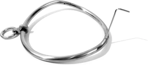 Vista 3 de Cuffstore Gargantilla de acero inoxidable con cierre de 14 pulgadas con anillo, Acero inoxidable satinado, no conocido