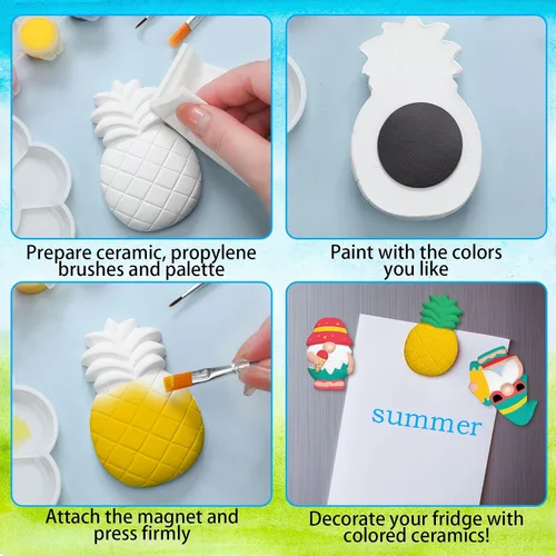 Vista 4 de Simgoing Juego de 24 juegos de pintura de cerámica para bricolaje, listo para pintar, cerámica, pintura, manualidades, artes y manualidades, juego