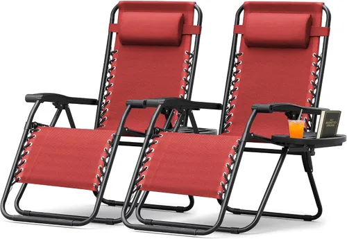 Vista 12 de Devoko Patio Zero Gravity Chair - Silla plegable para exteriores, sillas reclinables ajustables para uso junto a la piscina, silla lounge de jardín
