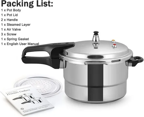 Vista 6 de Olla a presión de 7 cuartos de galón, olla a presión de aluminio compatible con cocina de gas e inducción, olla de cocción rápida, distribución