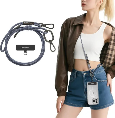 Vista 14 de MAGEASY Cordón universal para teléfono celular, correa cruzada antirrobo para iPhone 17 Pro Max y la mayoría de teléfonos inteligentes, para hombres