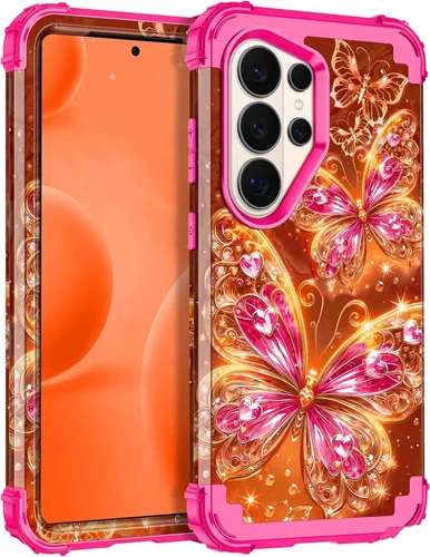 Vista 80 de Miqala Funda para Galaxy S21 FE 5G, brilla en la oscuridad, tres capas, resistente, protección a prueba de golpes, parachoques de plástico