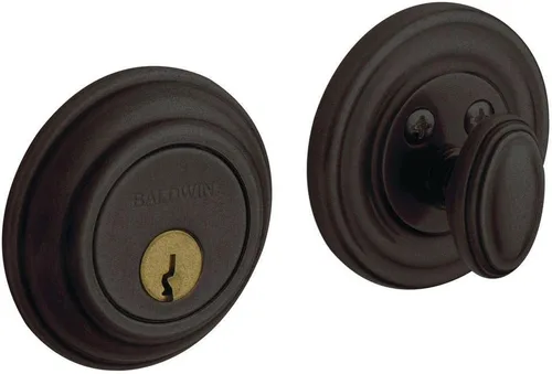 Vista 3 de Baldwin Estate 8231.003 - Cerrojo de seguridad tradicional de un solo cilindro de perfil bajo en latón pulido de por vida