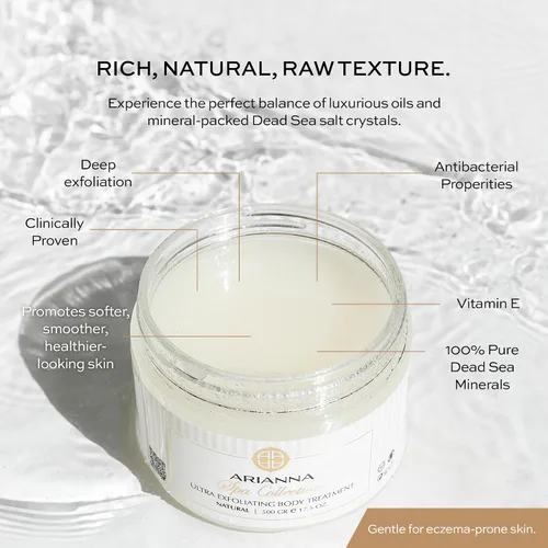 Vista 5 de Arianna - Exfoliante corporal ultra exfoliante con minerales del mar muerto, exfolia suavemente y naturalmente hidratante del Mar Muerto