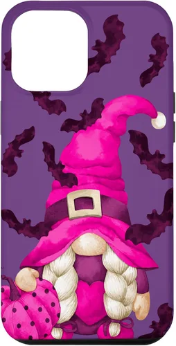 Vista 26 de Halloween Pink Pumpkin and Bat Decor with Cute Witch Gnome Case for iPhone 17