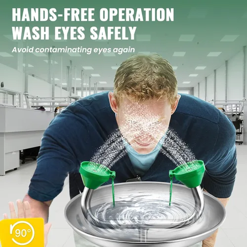 Vista 4 de Huanyu Estación de lavado de ojos de montaje en pared de emergencia Estaciones de lavado de ojos montadas en la pared, aprobadas por la OSHA, unidad