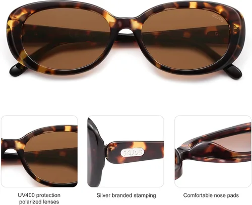 Vista 4 de SOJOS Gafas de sol polarizadas ovaladas retro para mujeres y hombres, estilo vintage de los años 90, inspirados en diseñadores, gafas de sol SJ2369