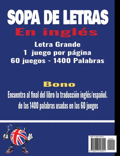 Vista 2 de SOPA DE LETRAS En Inglés Para adultos y niños 12+ Letra Grande 60 Juegos- 1400 Palabras juegos de palabras para aprender el inglés idea
