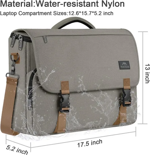 Vista 65 de MATEIN Bolsa tipo mensajero para hombres, mochila escolar para adolescentes, ligera de 17.3 pulgadas, maletín para laptop grande, bolsa cruzada