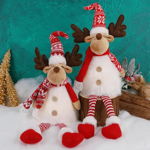 Vista 4 de Juegoal Paquete de 2 renos de Navidad iluminados con patas colgantes, figuras de alce rodolfo hechas a mano de 23 pulgadas, regalo de vacaciones