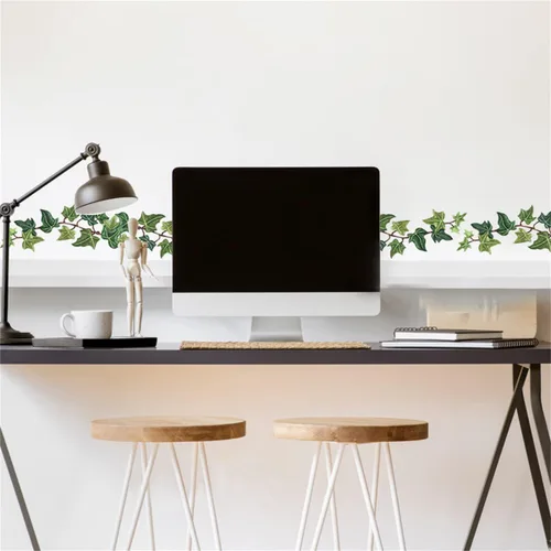 Vista 5 de Calcomanías de pared de vid verde, hojas colgantes, calcomanías de pared de plantas verdes, calcomanías de arte de pared extraíbles, mural de vinilo