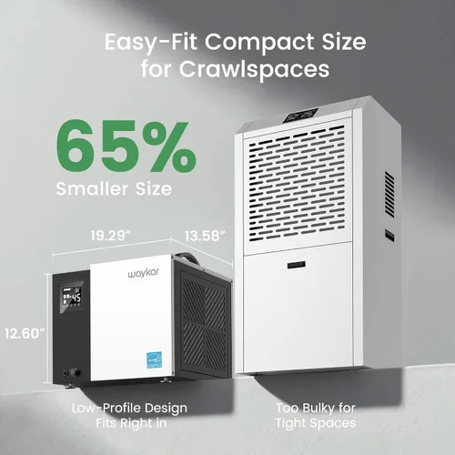 Vista 9 de Waykar Deshumidificador de 70 Pintas Energy Star para Espacios de Acceso Restringido con Bomba, Deshumidificador Comercial para Sótanos y Hogar
