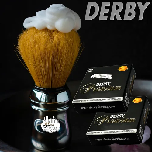 Vista 6 de 100 cuchillas de afeitar "Derby Premium" de un solo filo para maquinilla de afeitar recta