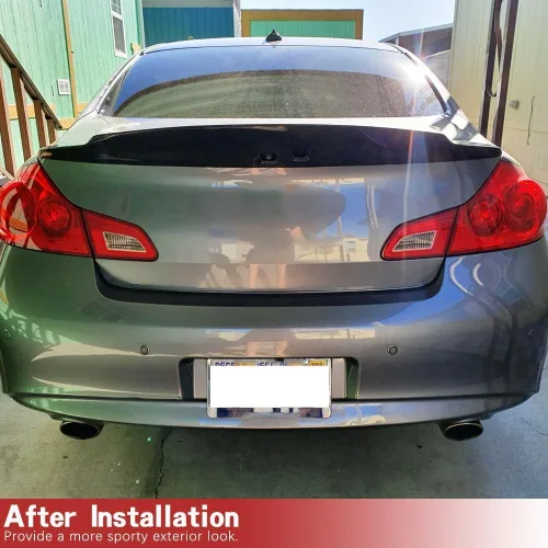Vista 2 de Alerón trasero de fibra de carbono, marca JCSportline, para Infiniti Sedan de 4 puertas, modelos G25 años 2011 y 2012 y G37, años 2009-2013