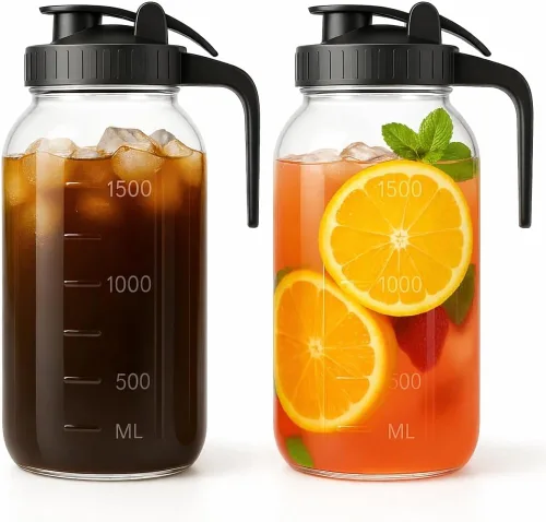Vista 14 de Jarra Mason Jar de 64 onzas – Jarra de vidrio hermética y a prueba de fugas con tapa, perfecta para té helado, té solar, cerveza fría, leche