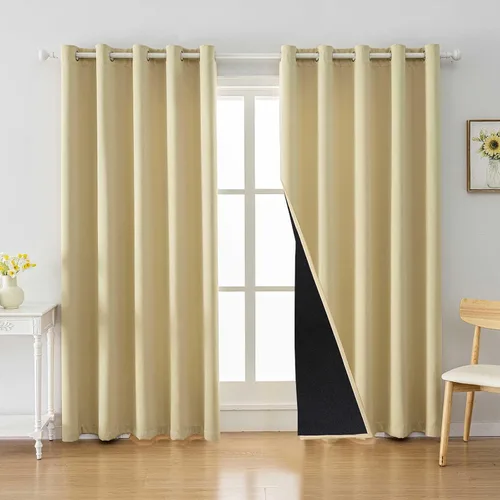 Vista 33 de Anytime Juego de 2 paneles de cortinas 100% opacas, con aislamiento térmico para dormitorio, paneles de sombreado completo