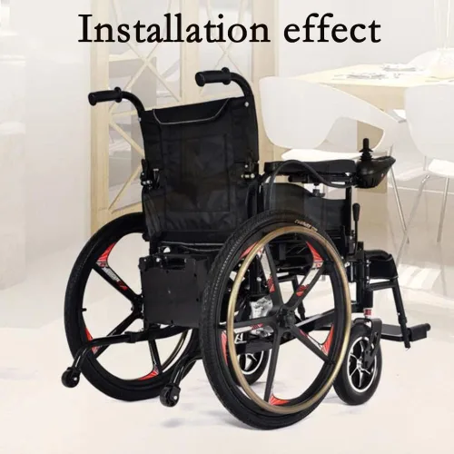 Vista 6 de Rueda trasera para silla de ruedas de 24 pulgadas, rueda sólida no inflable, cubo de rueda de aleación de magnesio, accesorios de rueda trasera