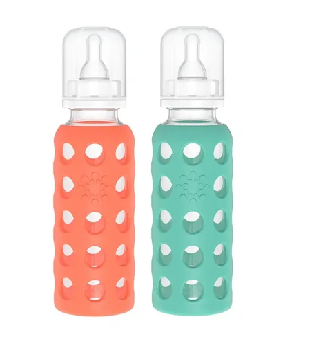 Vista 27 de Lifefactory Biberón de vidrio sin BPA Funda protectora de silicona Paquete de 2 de 4 onzas melón, plátano
