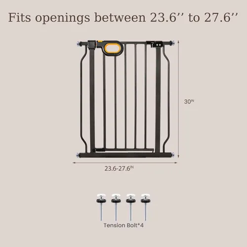 Vista 3 de owlie Pequeña puerta estrecha para bebé para escaleras, pasillos de 23.6-27.6 pulgadas de ancho, puerta de presión para niños, puerta para niños